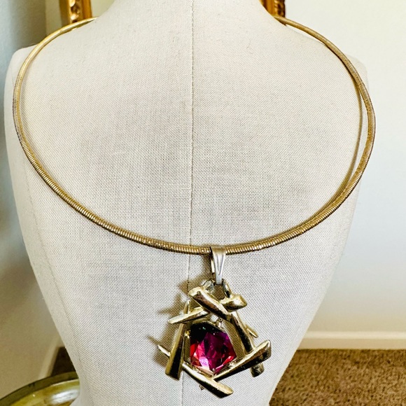 Vintage abstract heliotrope pendant necklace - Picture 3 of 13